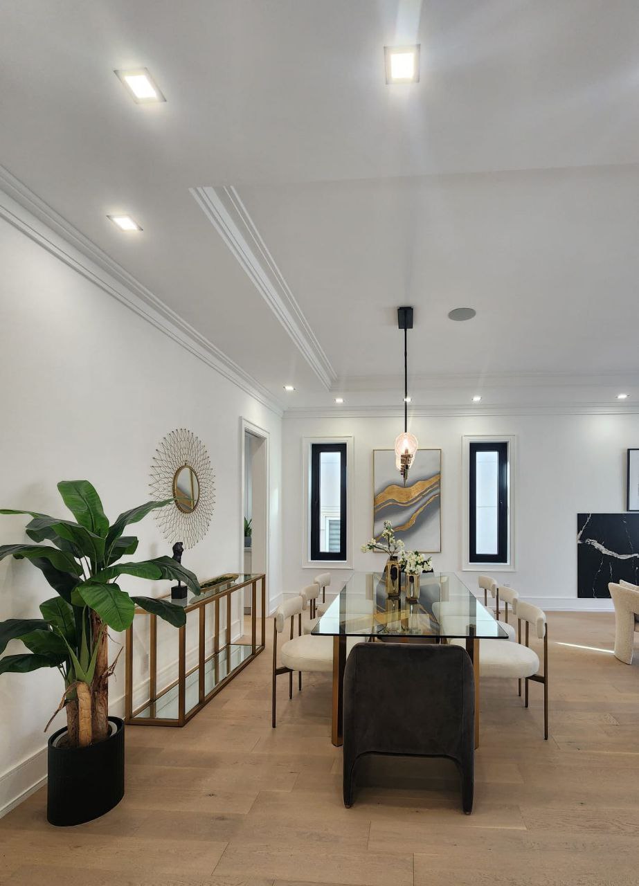 Dining area detail with view of kitchen